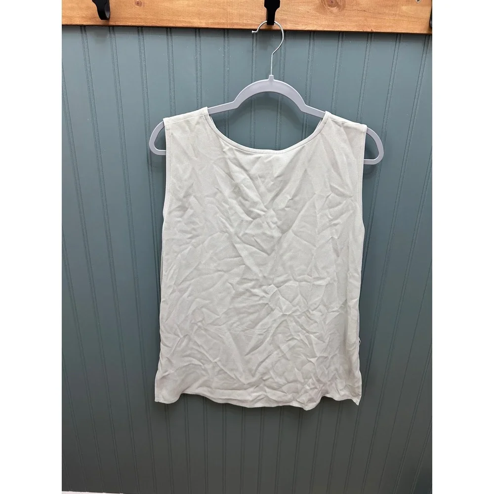 Eileen Fisher Womens Medium 100% Silk Twin Set‎ Cardigan and Shell Sage Green